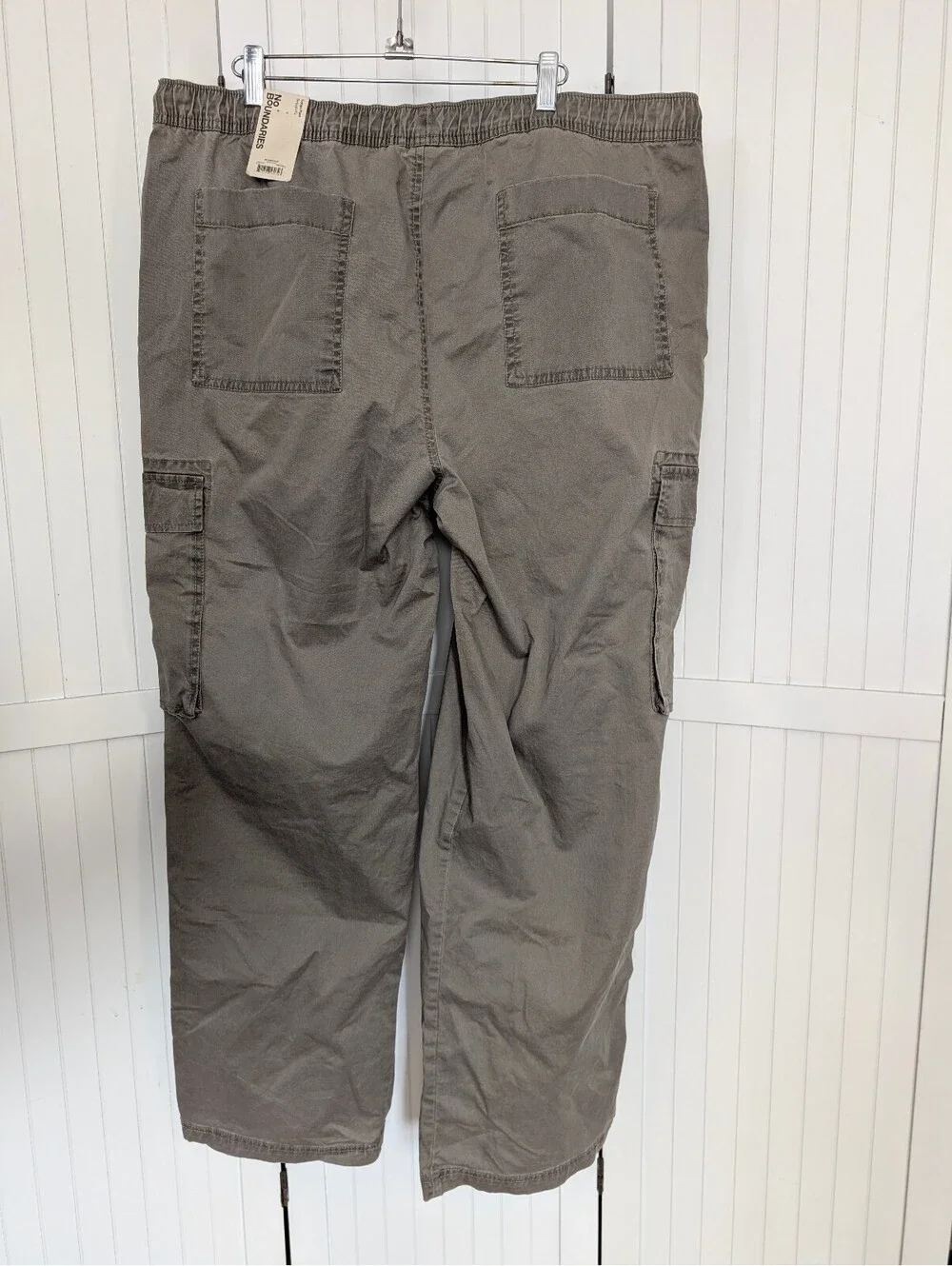 No Boundaries Men's XL Cargo Pants NWT Straight Fit Taupe Drawstring Stretch